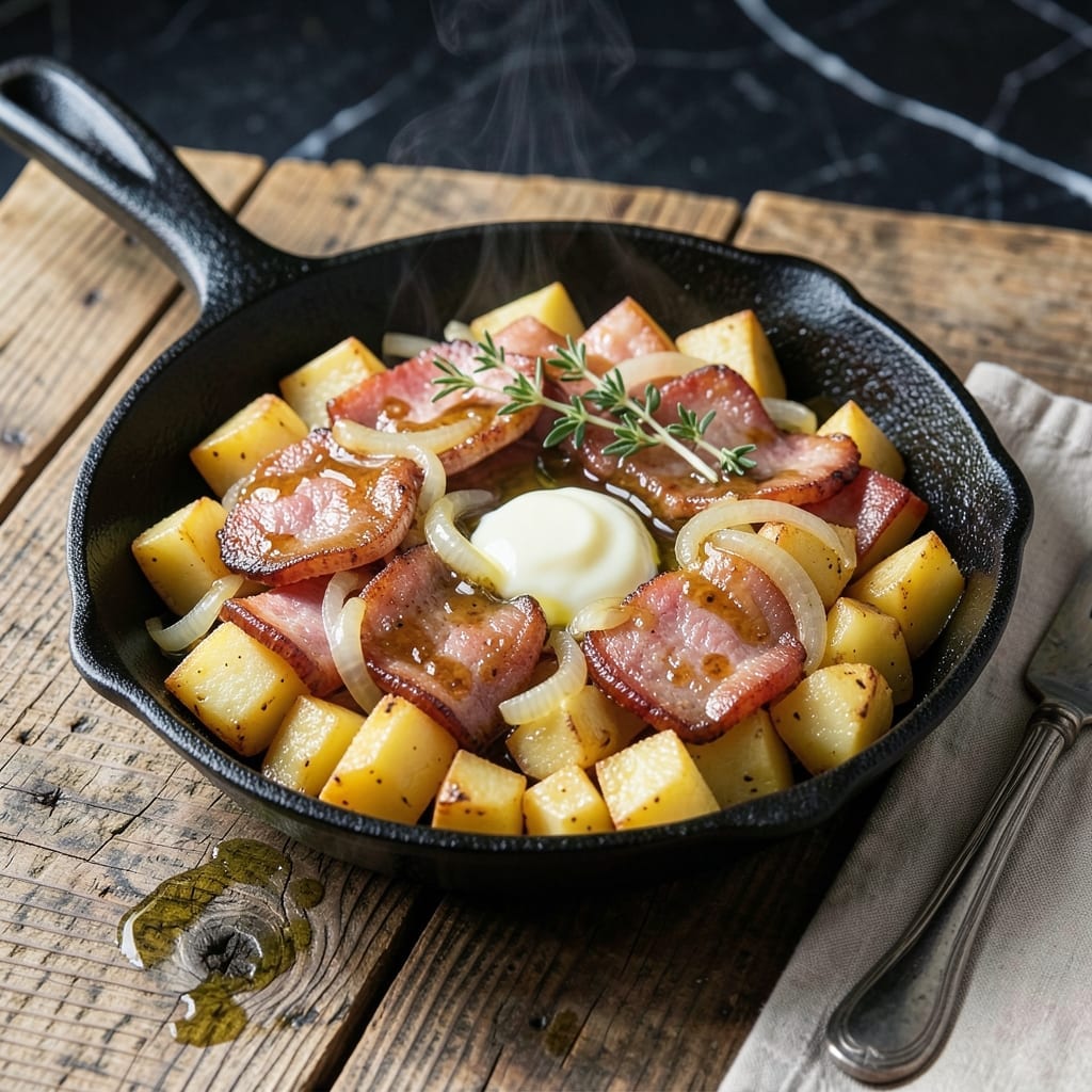 Recipe With Canadian Bacon: Smoky Maple-Glazed Breakfast Skillet Recipe With Canadian Bacon: Smoky Maple-Glazed Breakfast Skillet