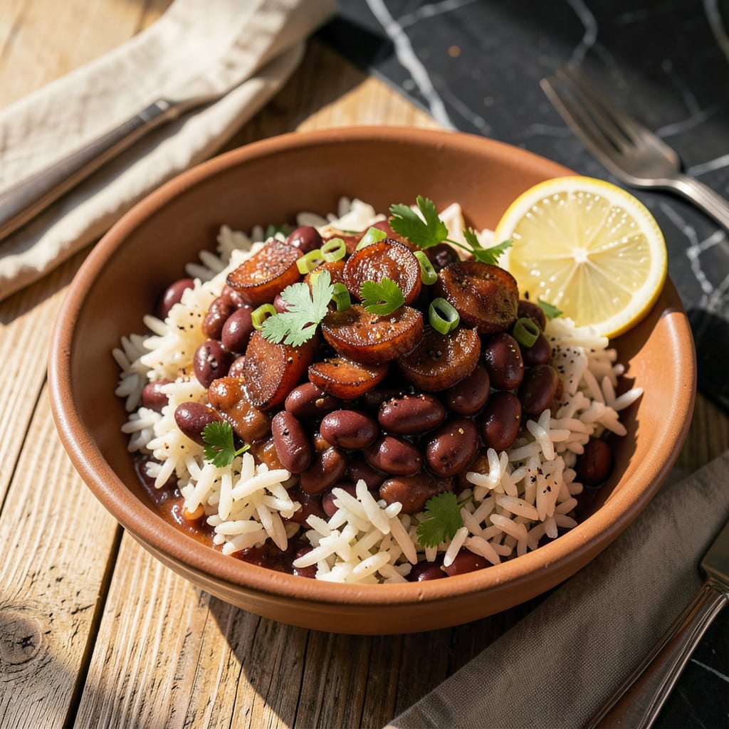 A Recipe for Red Beans and Rice: Authentic Louisiana Style Steps illustration with key details