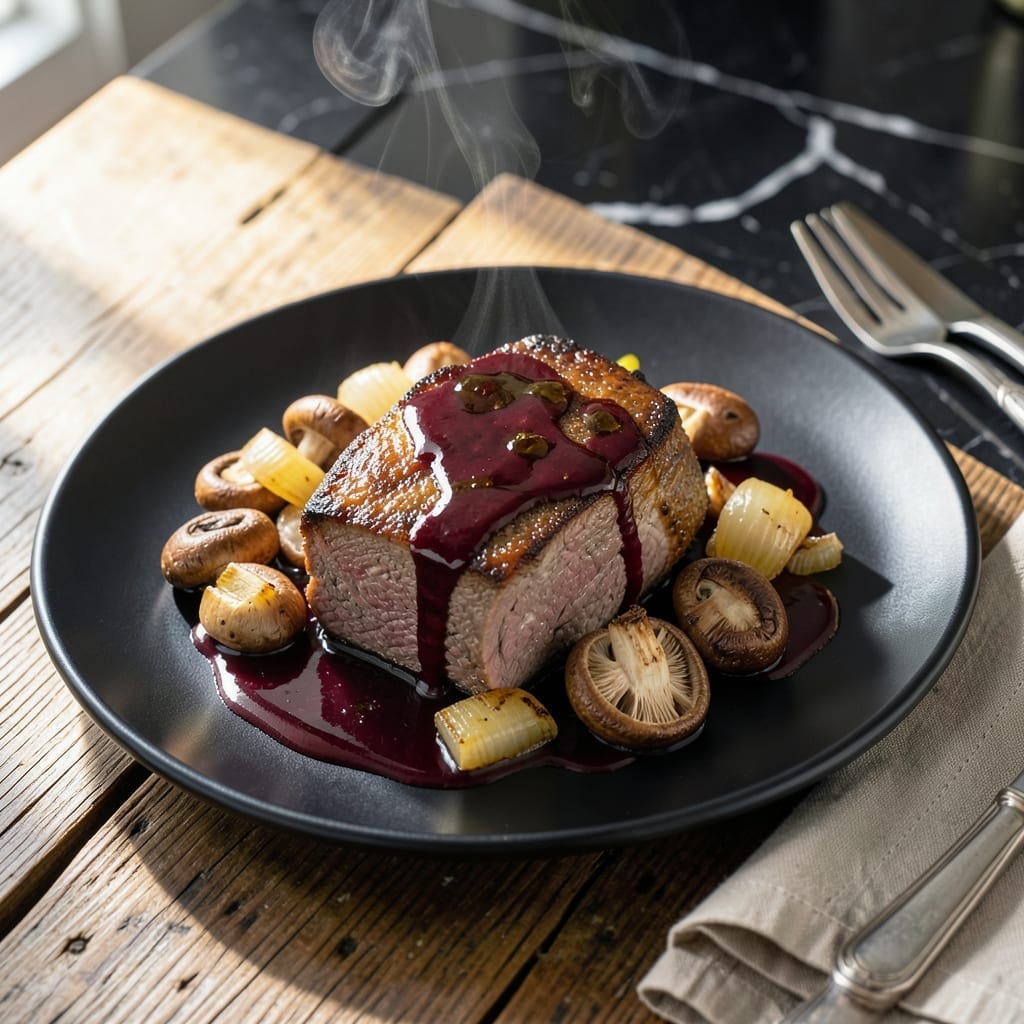 Burgundy Pepper Spoon Roast Recipe: Wine-Infused Tender Beef with Mushrooms