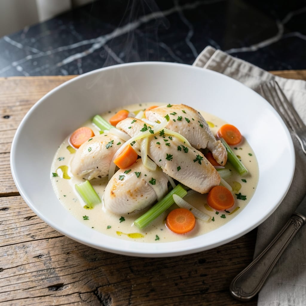 Belgian Chicken Recipe Waterzooi: Creamy Herb-Infused Stew with Tender Vegetables