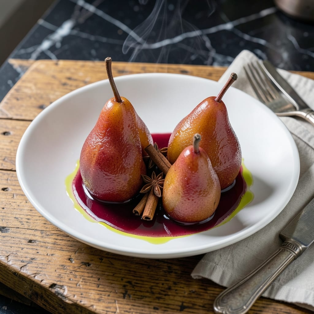 Poached Pears In Red Wine Recipe UK: Spiced Elegance in a Glass