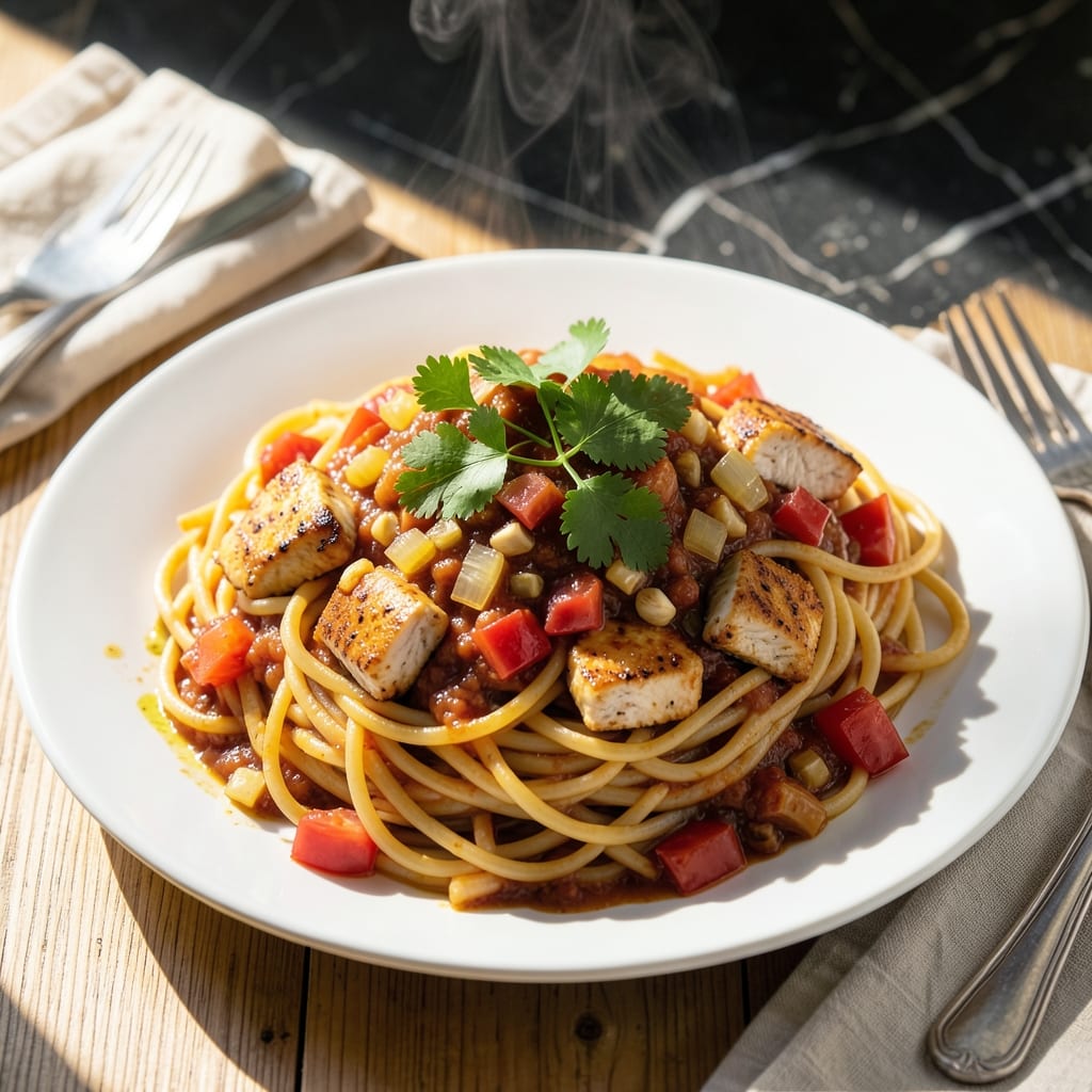 Recipe for Mexican Chicken Spaghetti: Zesty Tomato Cream Pasta with Bold Spices