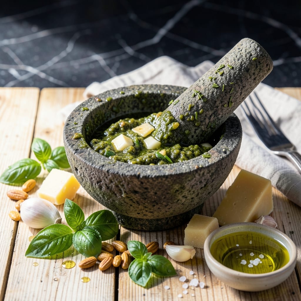 Pesto Sauce Recipe Without Food Processor: Mortar and Pestle Freshness