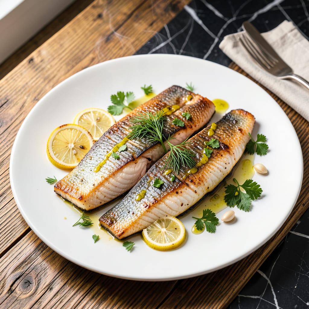 air fryer trout recipe example with annotations