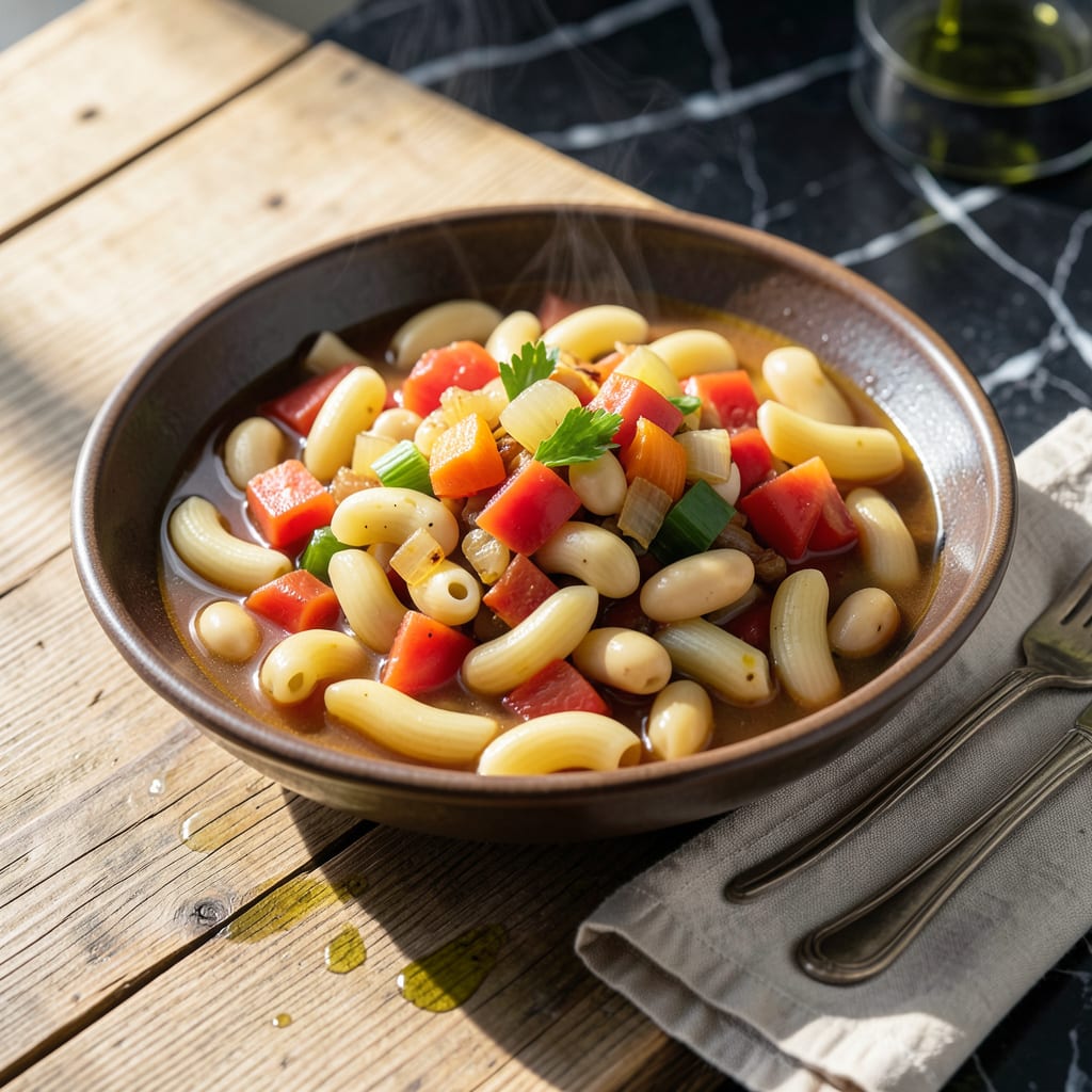 americas test kitchen pasta fagioli recipe illustration with key details