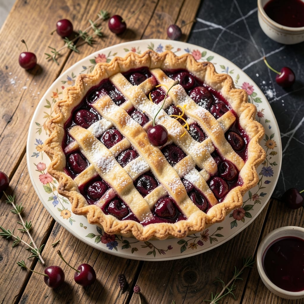 Cherry Pie Recipe With Fresh Sour Cherries: Lattice Crust and Tart-Sweet Filling Cherry Pie Recipe With Fresh Sour Cherries: Lattice Crust and Tart-Sweet Filling