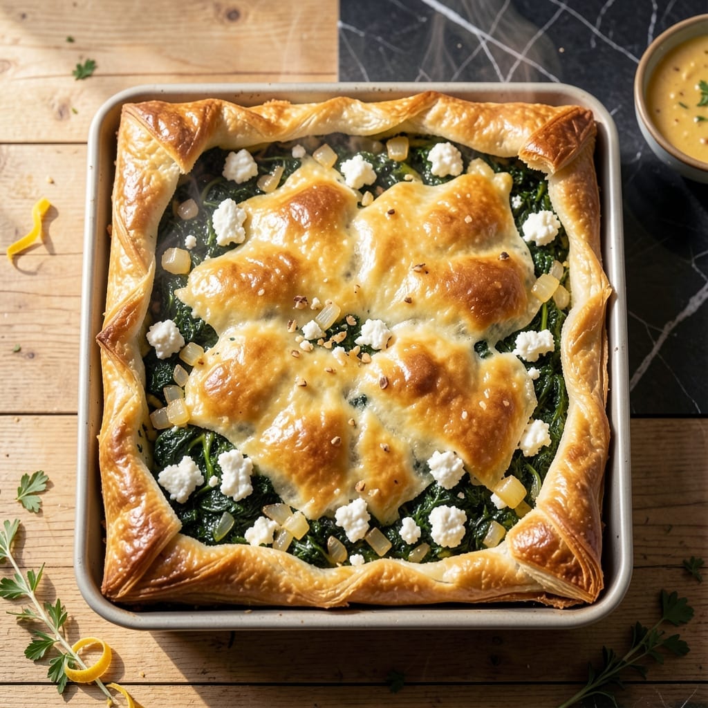 Recipe for Spanakopita Greek Spinach Pie: Flaky Phyllo With Feta-Rich Filling Recipe for Spanakopita Greek Spinach Pie: Flaky Phyllo With Feta-Rich Filling