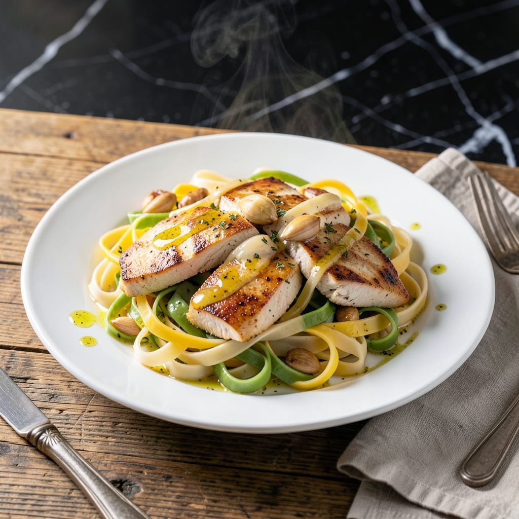 Tri Color Pasta Recipe With Chicken: Vibrant Dish With Garlic-Herb Sauce Tri Color Pasta Recipe With Chicken: Vibrant Dish With Garlic-Herb Sauce