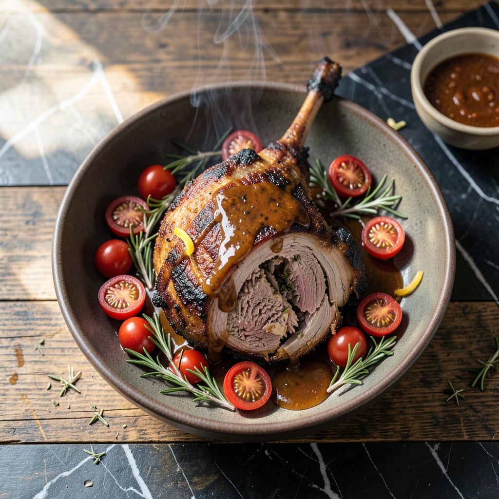 BBQ Lamb Leg Recipe Smoked: Fall Off The Bone Smoky Richness illustration with key details