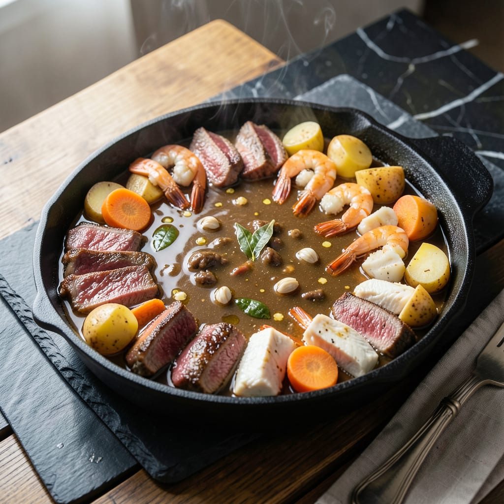 Beef Broth Fondue Recipe: Swiss Style Dipping Delight illustration with key details