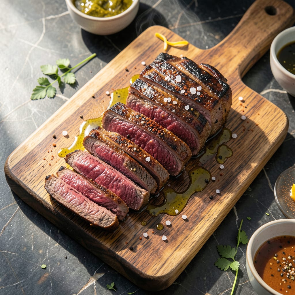Bobby Flay Flat Iron Steak Recipe: Steakhouse Style with Bold Char example with annotations