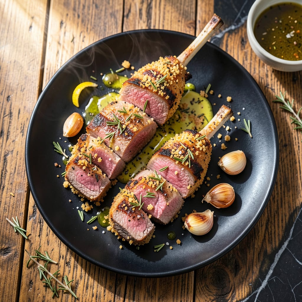 Complete bone in lamb loin chops recipe overview image