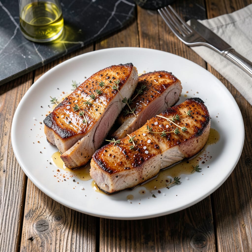 Complete Bone In Pork Chops Recipe: Pan Seared With Herb Butter Baste overview image