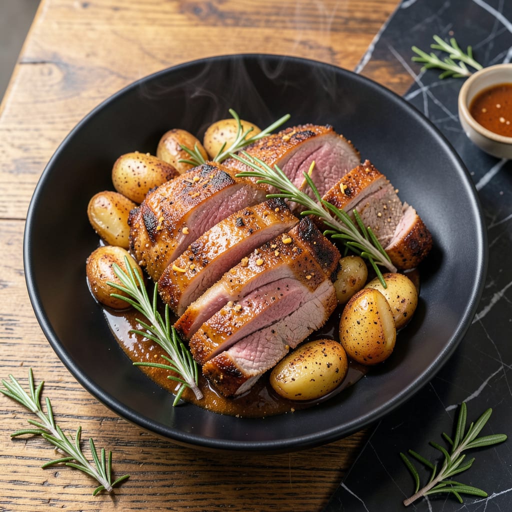 brown sugar pork tenderloin recipe illustration with key details