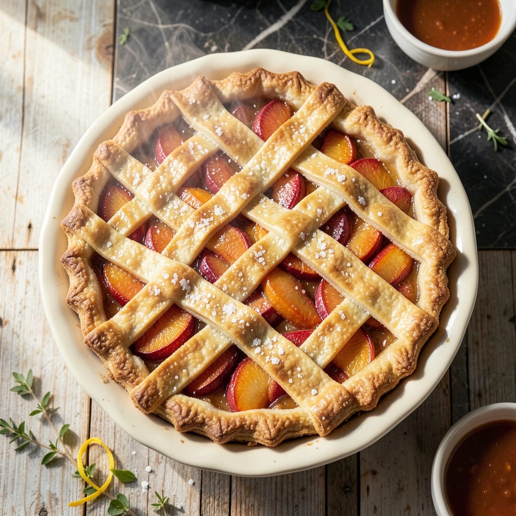 Peach Pie Recipe With Fresh Peaches and Cornstarch: Buttery Lattice Over Juicy Slices