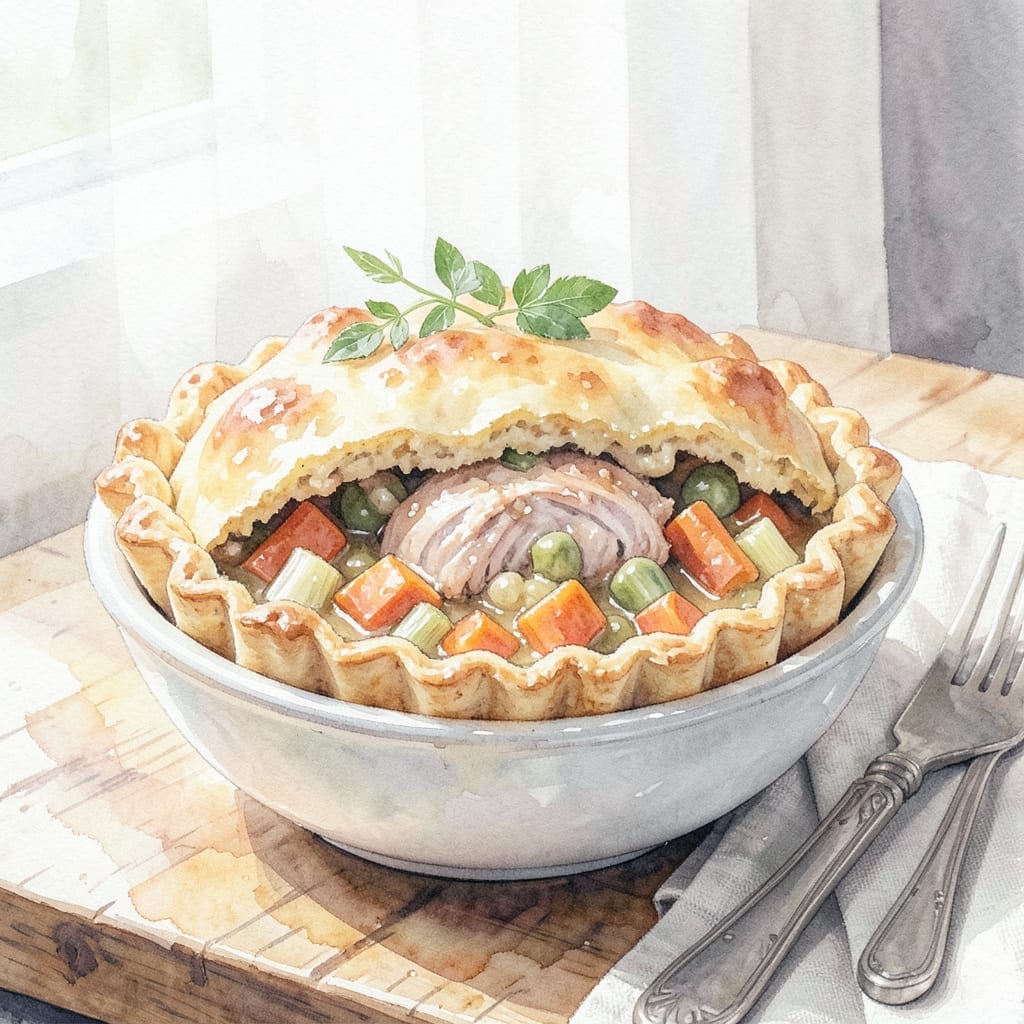 Turkey Pot Pie Recipe Using Biscuits: Savory Filling Under Golden Biscuit Topping