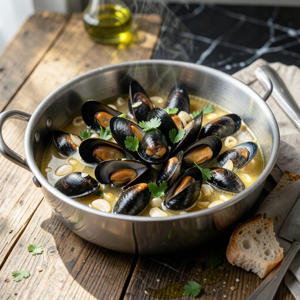 Recipe for Mussels in White Wine: Garlic-Infused Elegance in One Pot