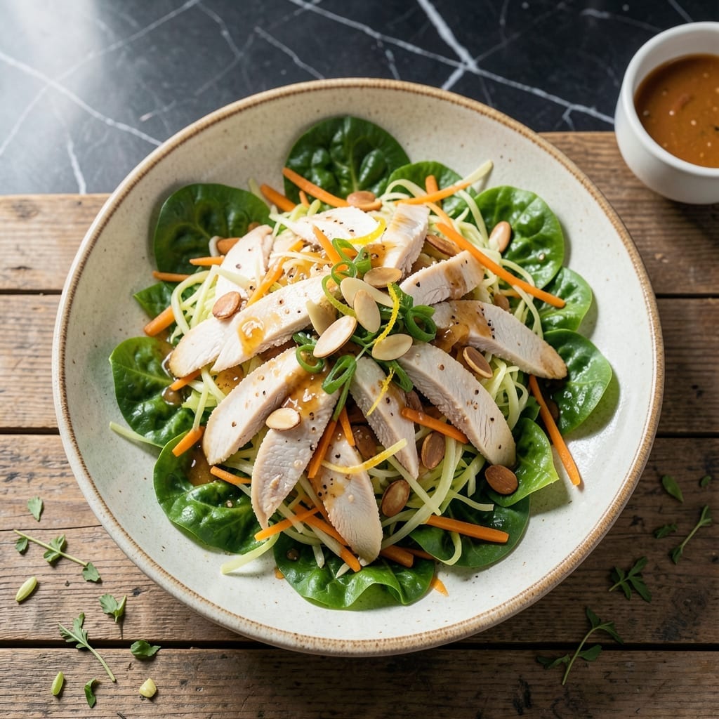 Chinese Chicken Salad Recipe Easy: Crunchy Almonds and Sesame Dressing