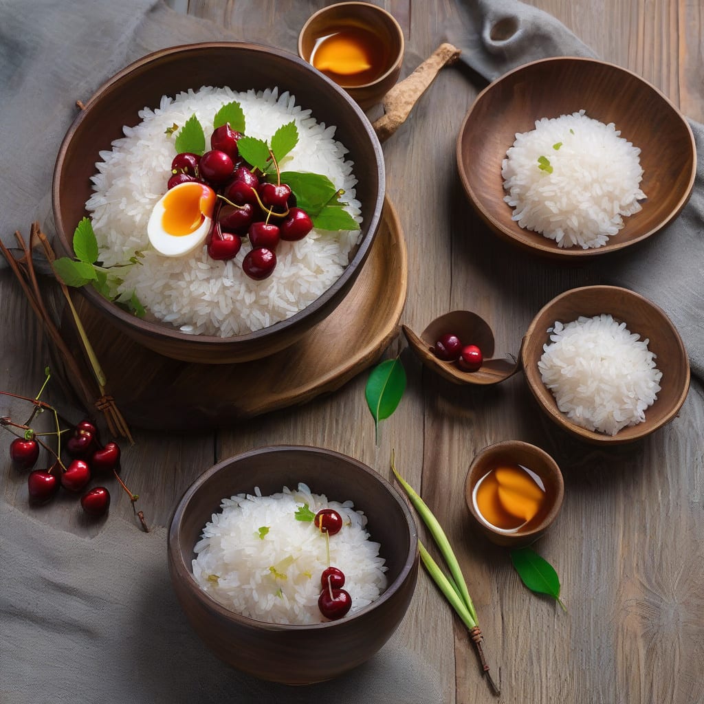 cherry rice recipe illustration with key details