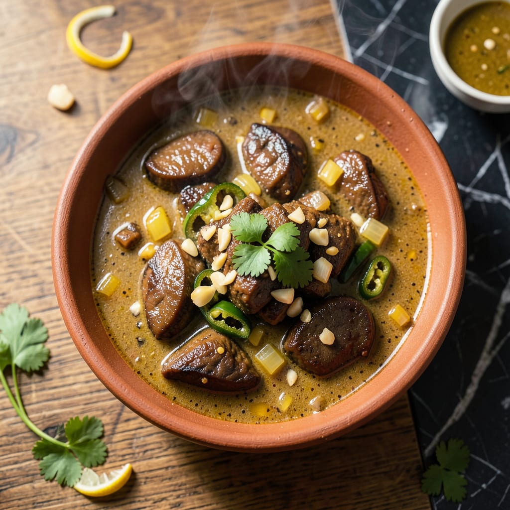 Visual representation of Chicken Liver Curry Recipe: Spiced Custard in a Rich Gravy
