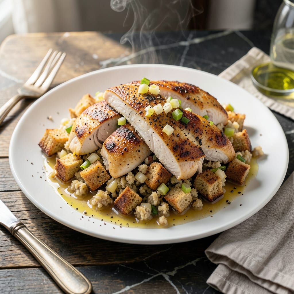 Visual representation of Chicken Stove Top Stuffing Recipe: Homemade Bread Cubes With Savory Herbs