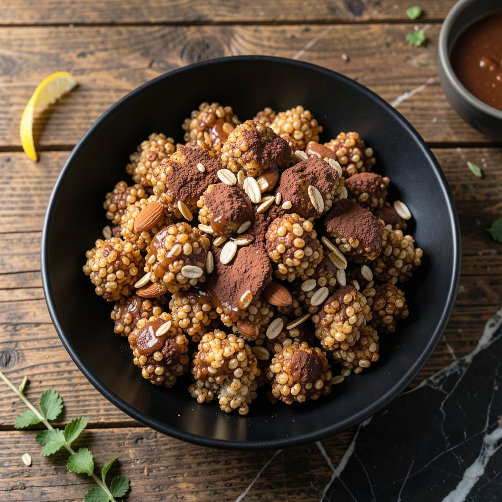 Complete chocolate quinoa crisps recipe overview image