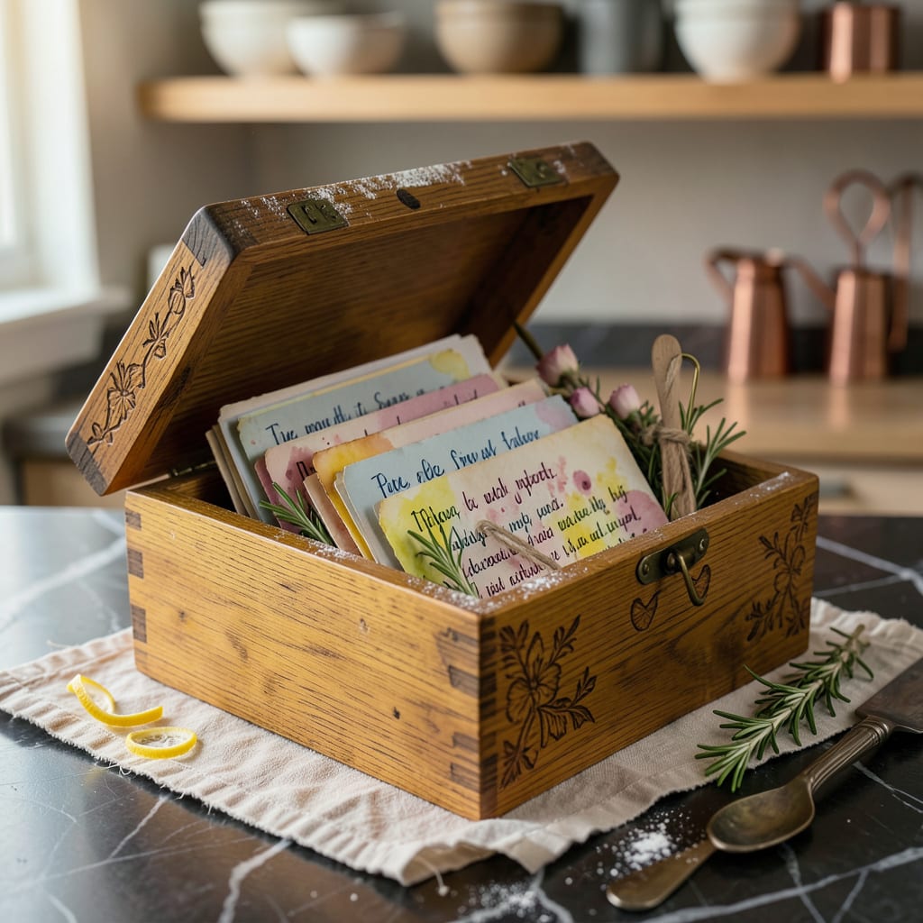 Cute Recipe Box Ideas: Creative DIY Designs and Storage Tips illustration with key details