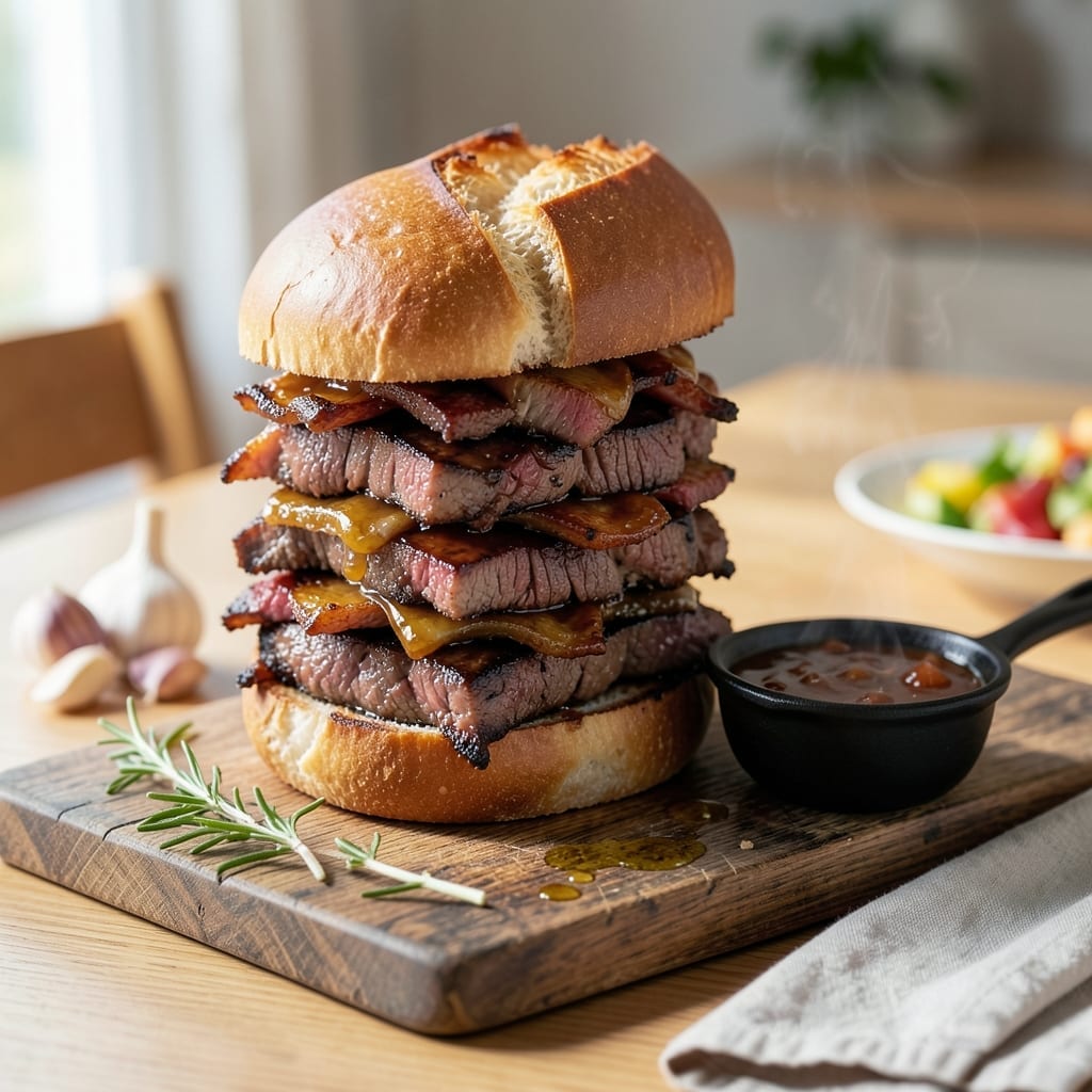 French Dip Sandwich Recipe: Au Jus-Soaked Beef on Toasted Baguette