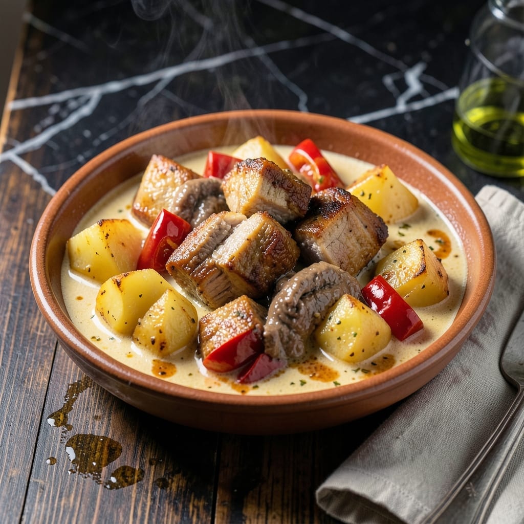 Pork Caldereta Recipe With Gata: Filipino Stew With Creamy Coconut Twist Pork Caldereta Recipe With Gata: Filipino Stew With Creamy Coconut Twist