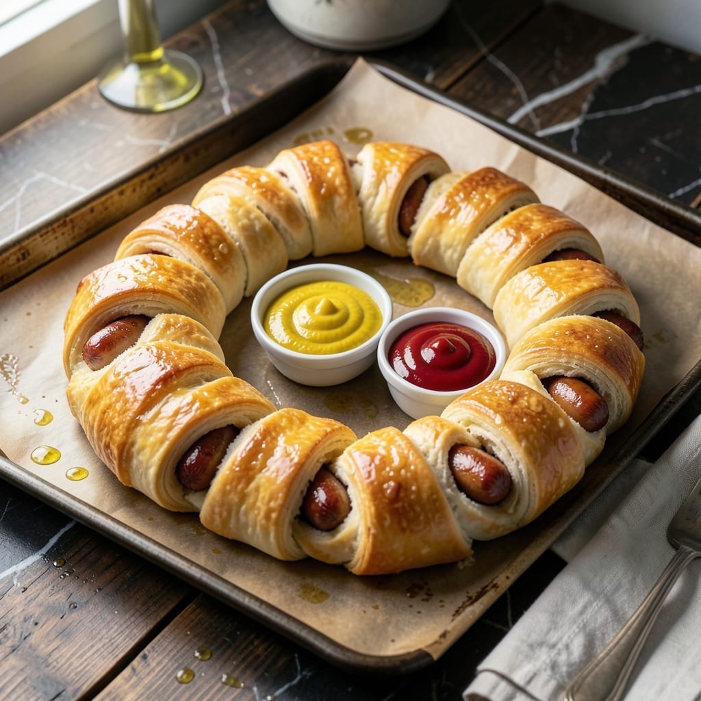 Pigs in a Blanket Wreath Recipe With Crescent Rolls: Festive Crowd-Pleasing Appetizer