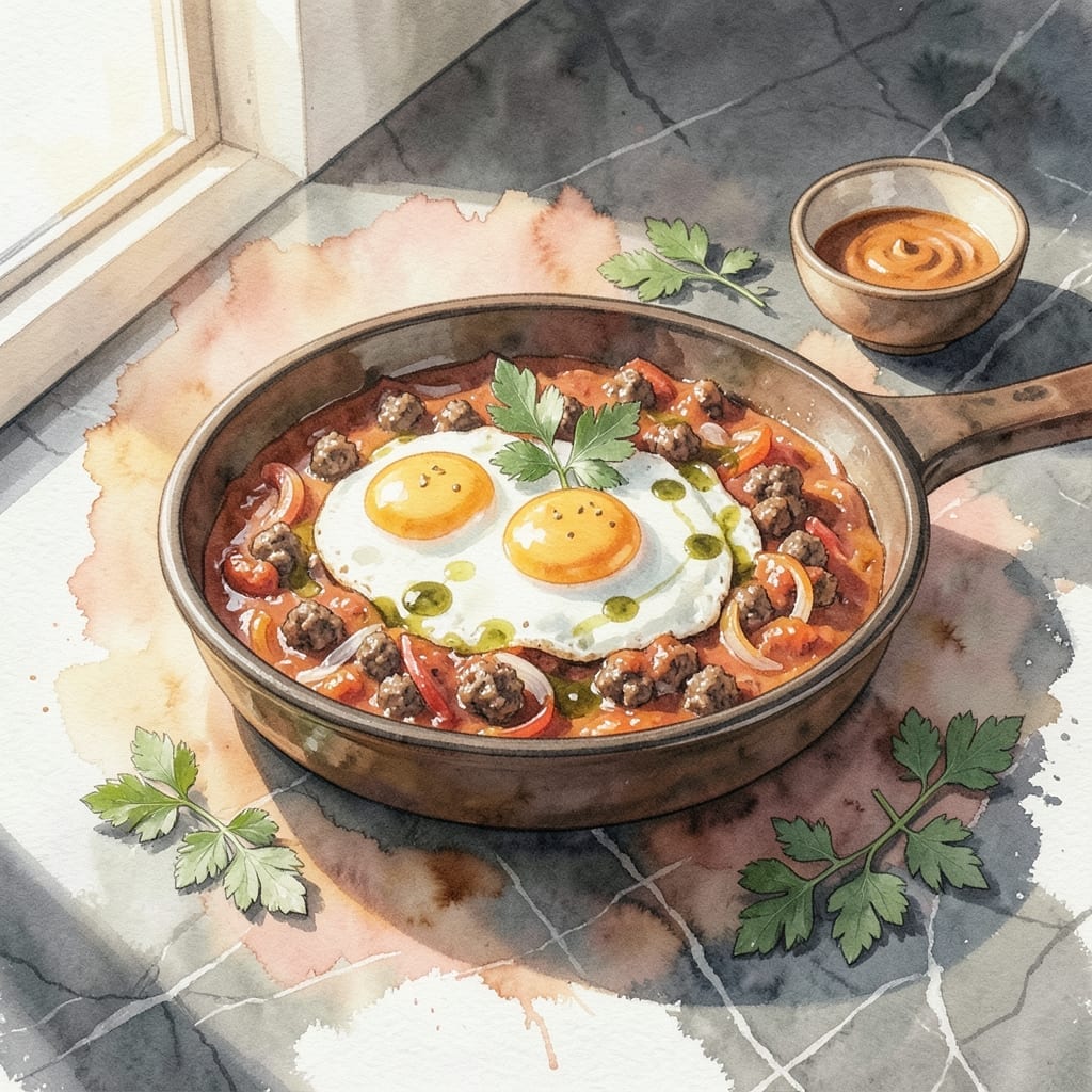Shakshuka Recipe With Meat: Hearty Spiced Tomatoes and Ground Beef Shakshuka Recipe With Meat: Hearty Spiced Tomatoes and Ground Beef