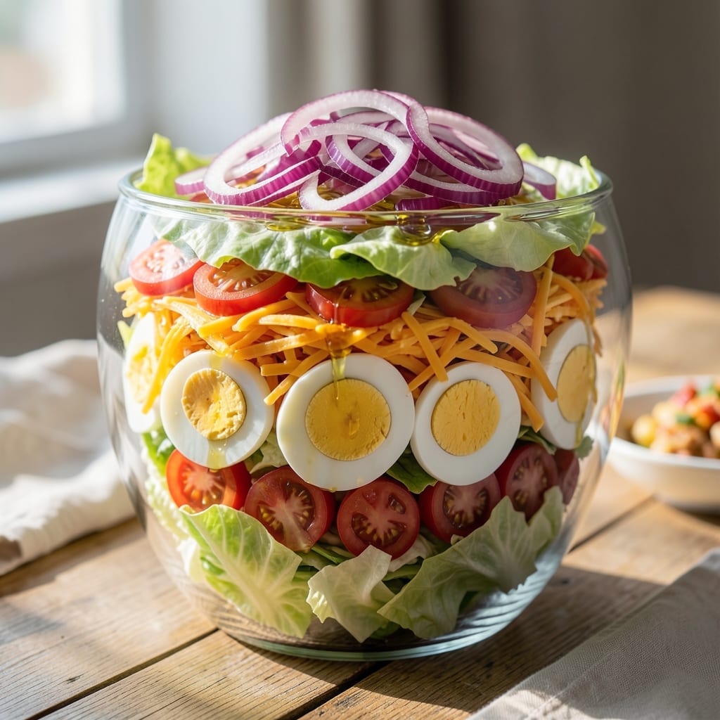 7 Layer Salad Recipe Without Peas: Classic Layers With Crunchy Freshness