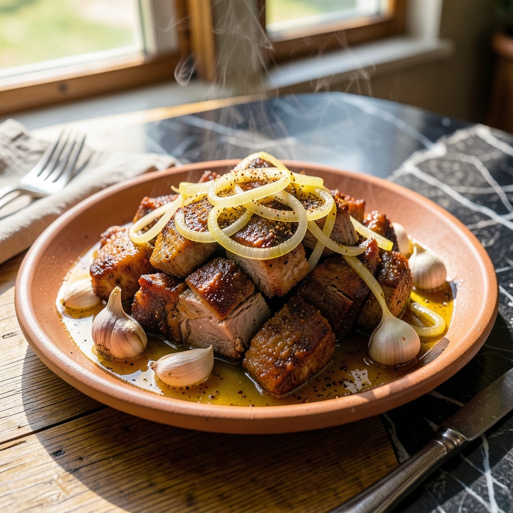 Defined Dish Carnitas Recipe: Slow Cooked Citrus Infused Pork illustration with key details