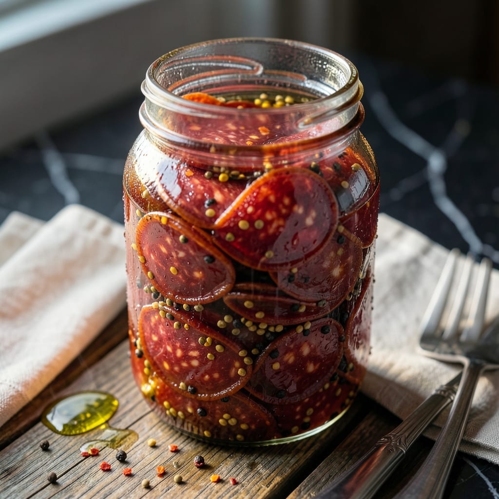 Pickled Pepperoni Recipe: Tangy Spiced Bites for Snacking Pickled Pepperoni Recipe: Tangy Spiced Bites for Snacking