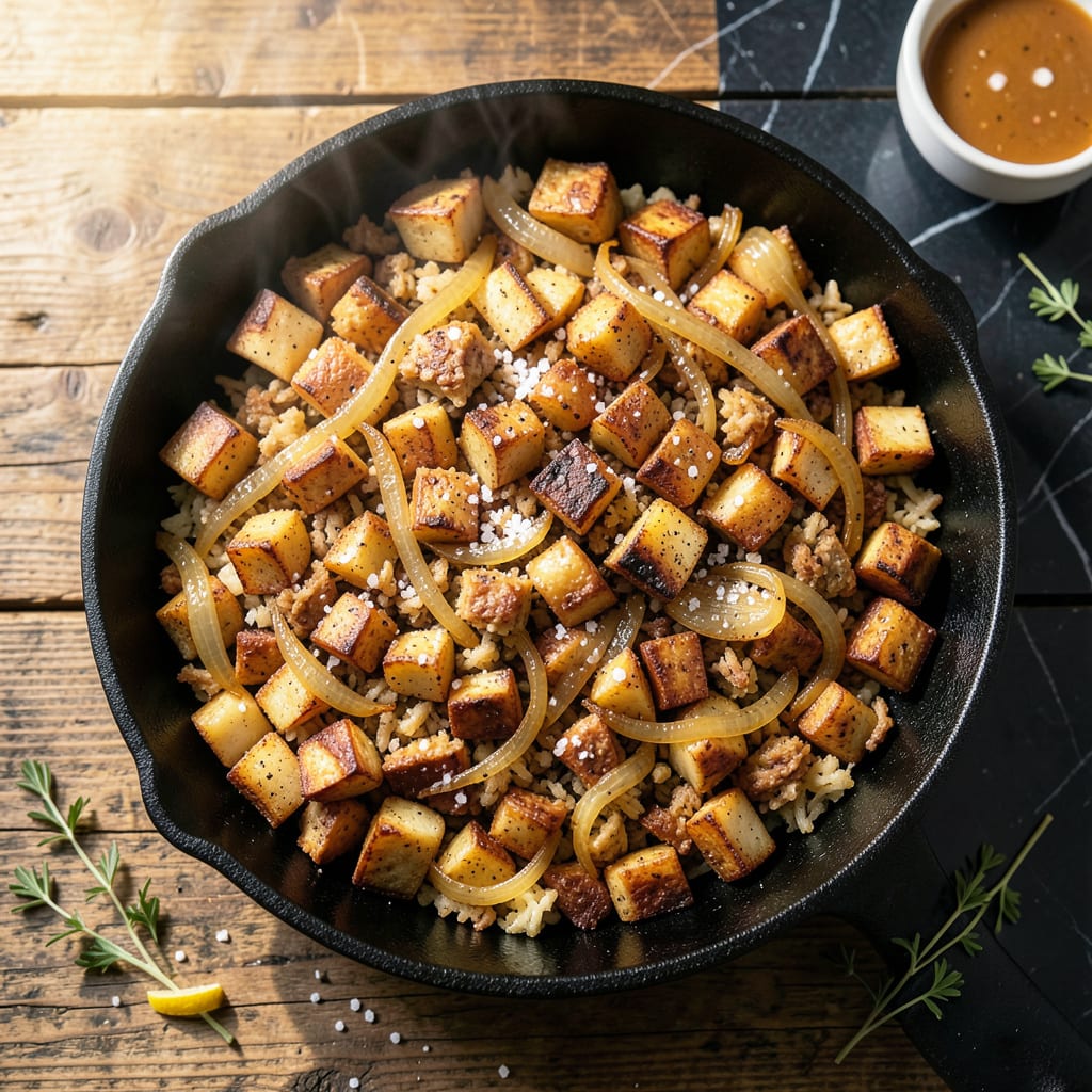 Diced Hash Browns Recipe: Crispy Golden Cubes for Breakfast illustration with key details