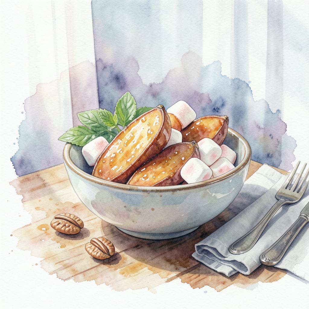 Recipe Candied Sweet Potatoes Marshmallows: Golden Brown Casserole With Pecan Crunch
