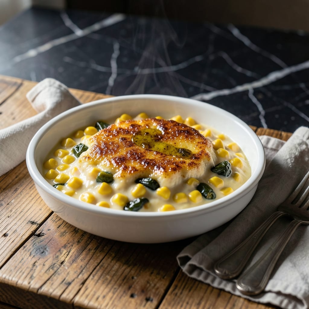 Poblano Cream Corn Brulee Recipe: Smoky-Sweet Torched Topping