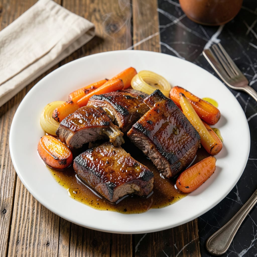 Easy Beef Short Ribs Recipe Oven: Fall Off The Bone Braised Elegance illustration with key details