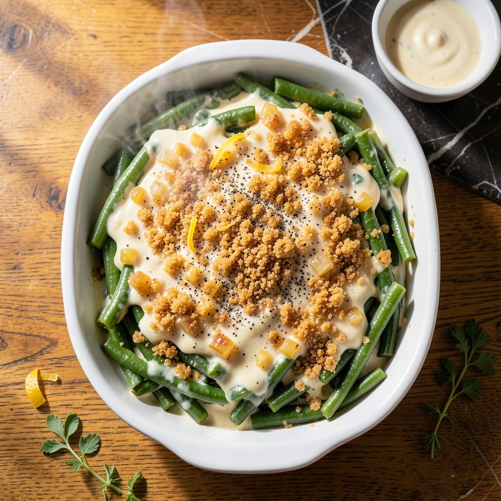 Green Bean Casserole Recipe Without Mushrooms: Creamy Onion Topped Classic