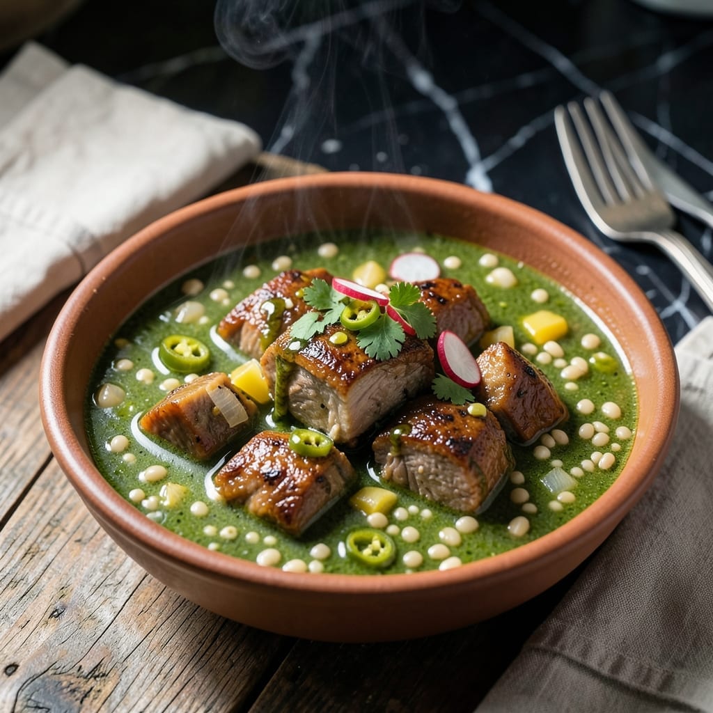 Pozole Verde Recipe Pork: Hominy and Pork in Green Chile Broth