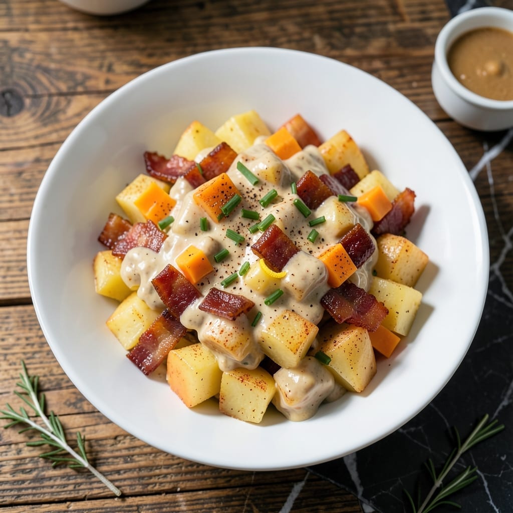 Potato Salad Recipe With Ranch Dressing and Bacon: Creamy RanchWith Smoky Crispy Bits Potato Salad Recipe With Ranch Dressing and Bacon: Creamy RanchWith Smoky Crispy Bits