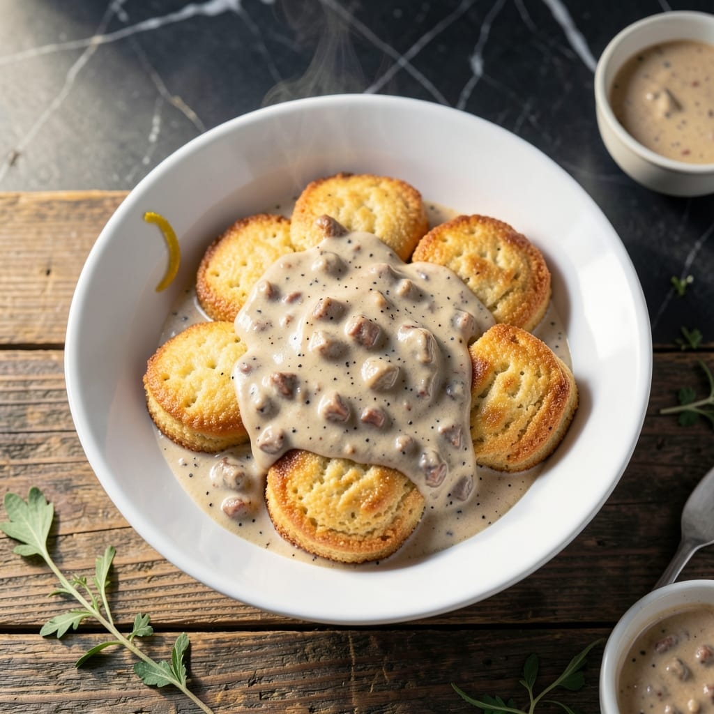 Biscuits and Gravy Recipe: Fluffy Layers With Sausage-Infused Creaminess Biscuits and Gravy Recipe: Fluffy Layers With Sausage-Infused Creaminess