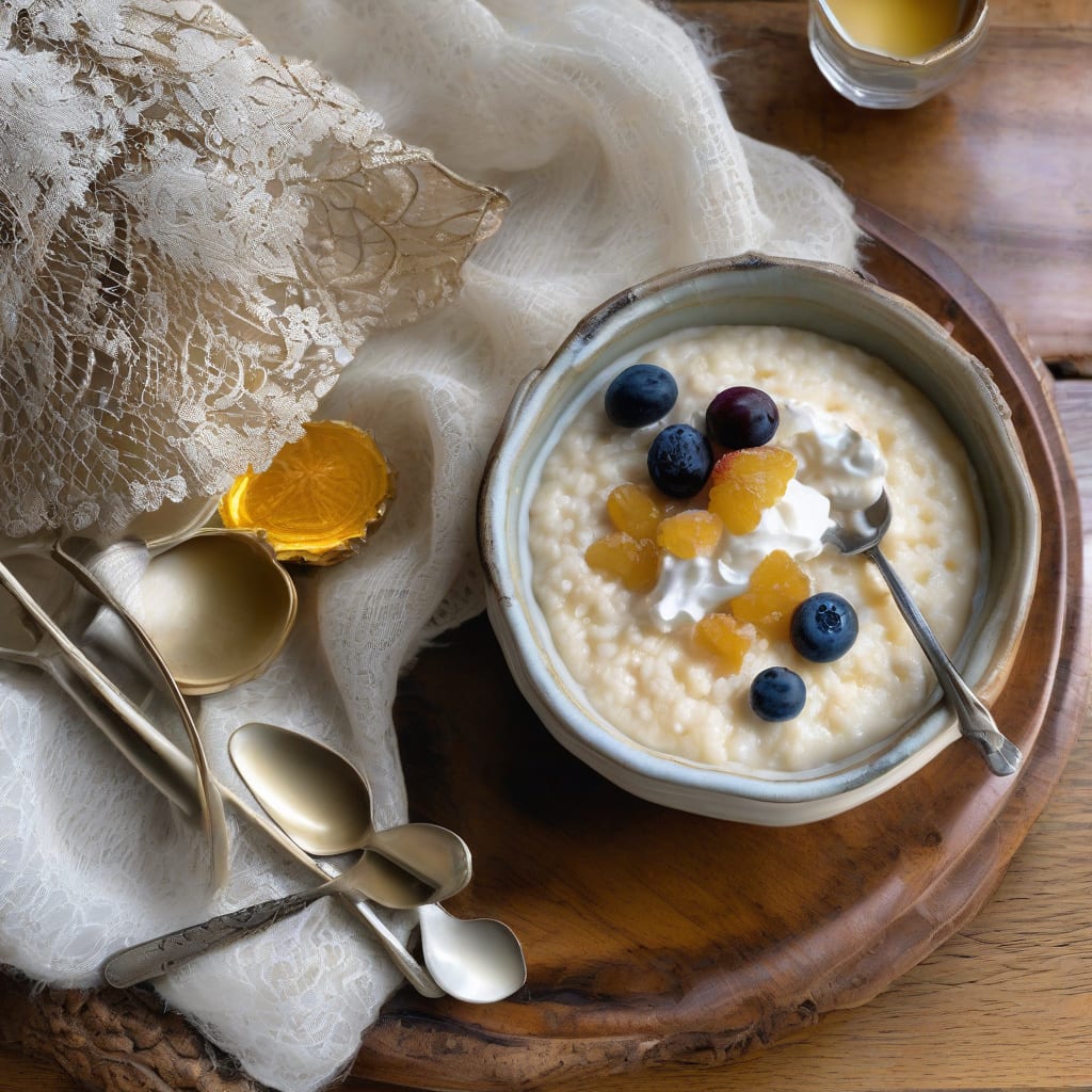 french rice pudding recipe illustration with key details