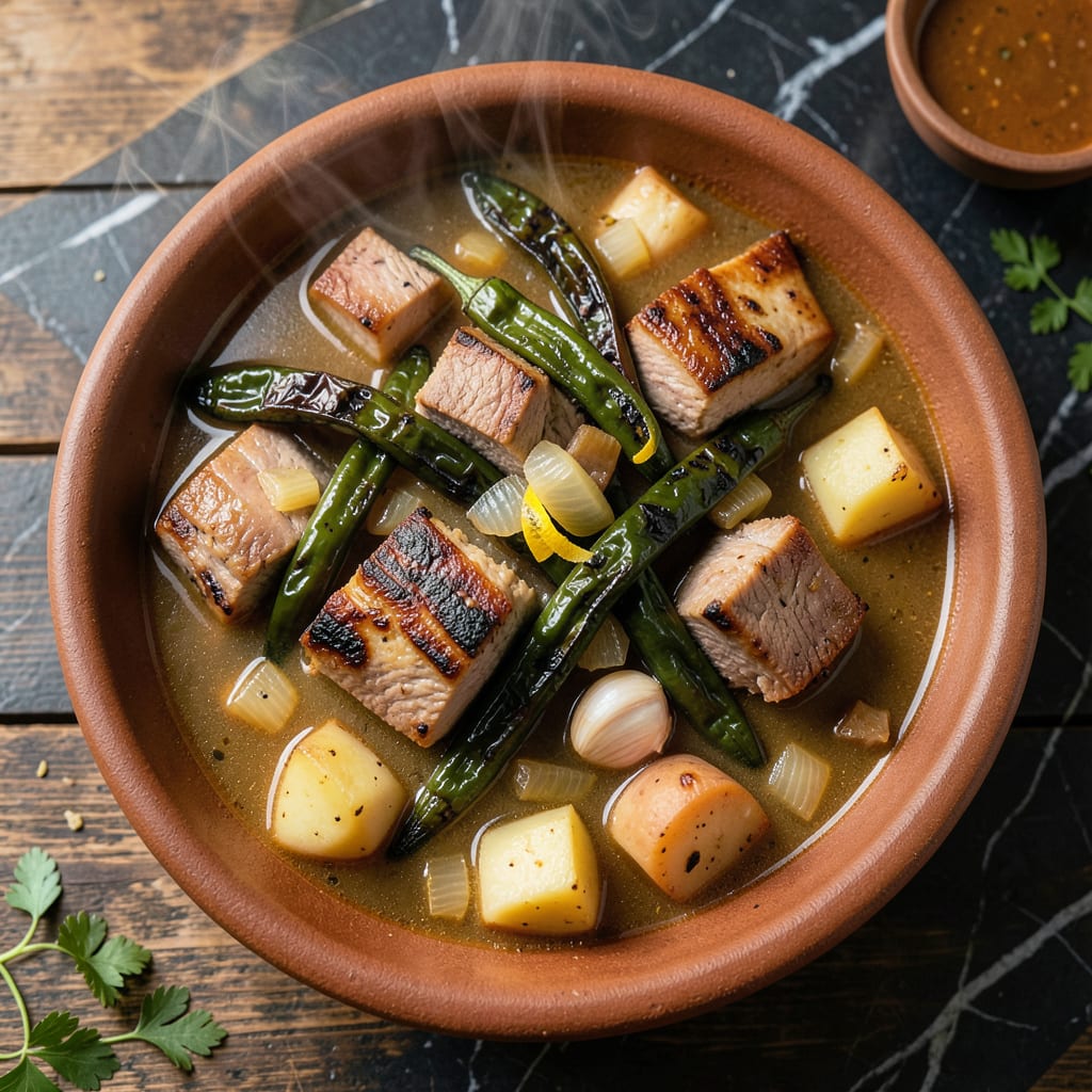 Frontier Green Chile Stew Recipe: Southwestern Heat in Every Spoon illustration with key details