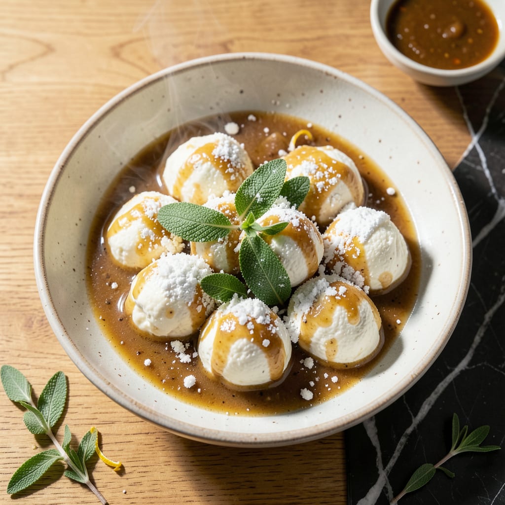 Visual representation of Gnudi Recipe America's Test Kitchen: Pillowy Ricotta Dumplings With Sage Brown Butter