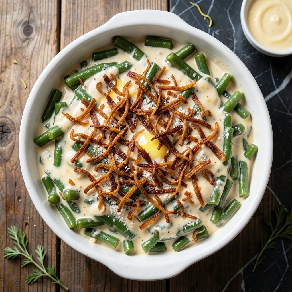 Complete Green Bean Casserole Recipe Cream Of Chicken: Classic Holiday Side With Crunchy Onion Topping overview image