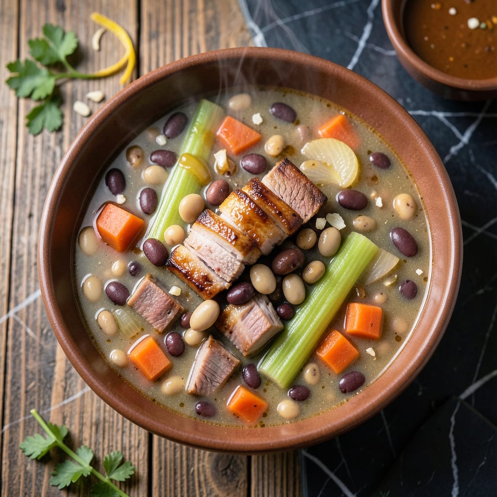 Honey Baked Ham Mixed Bean Soup Recipe: Hearty Slow Cooked Comfort illustration with key details