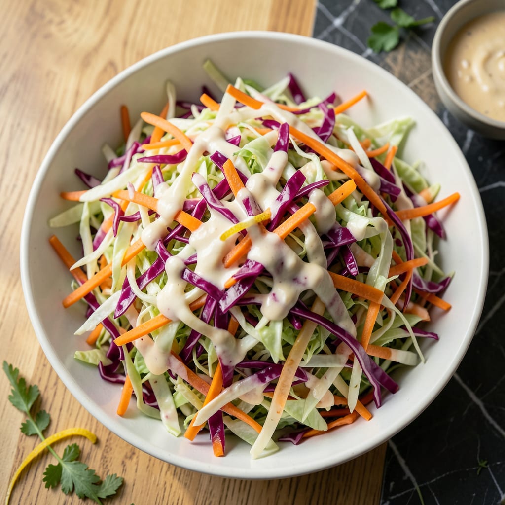 Visual representation of Ina Garten's Coleslaw Recipe: Bright Crunch With Tangy Dressing