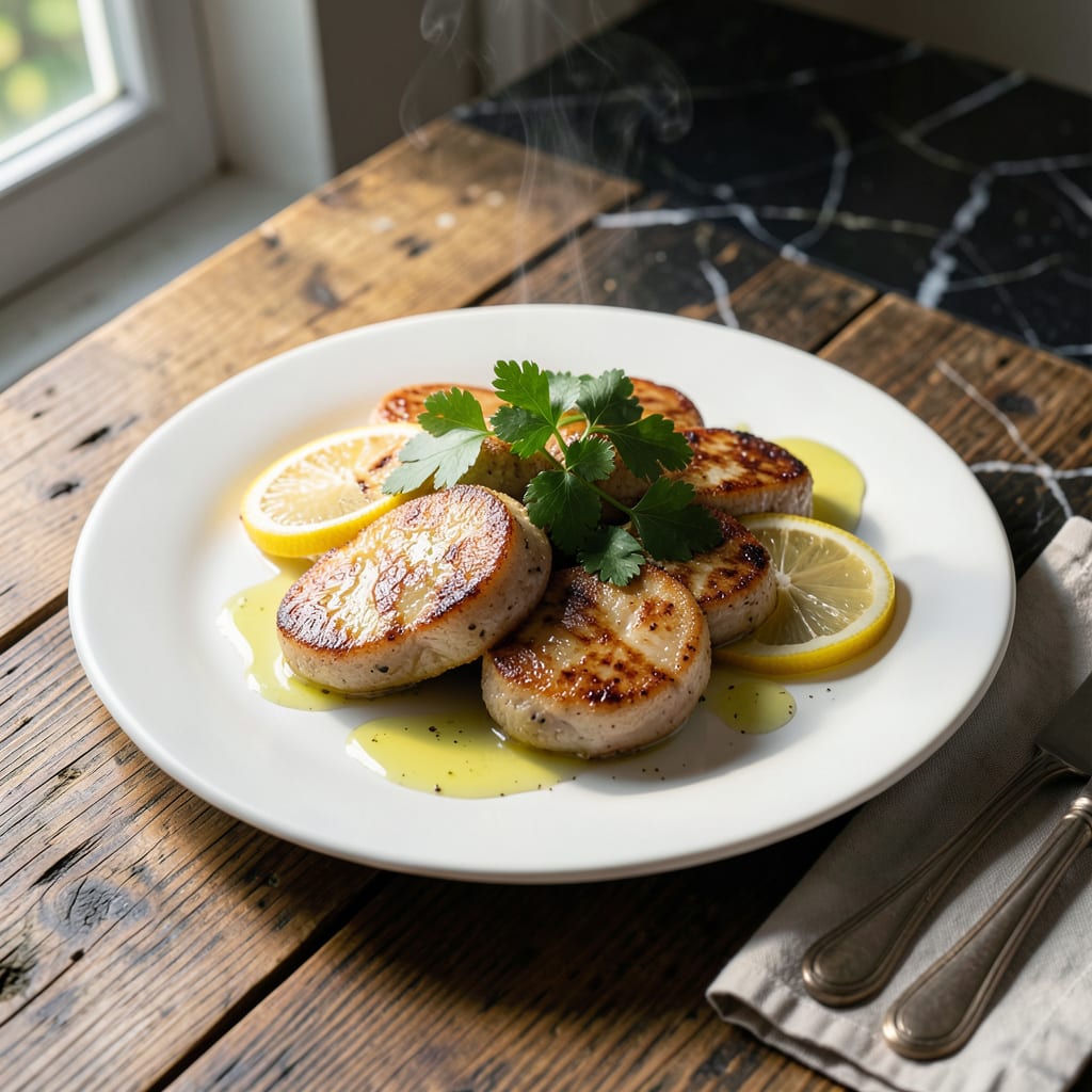 Ina Garten's Veal Scallopini Recipe: Lemon Caper Sauce Over Tender Cutlets illustration with key details