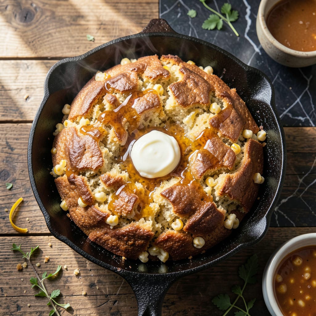 Complete krusteaz honey cornbread with creamed corn recipe overview image
